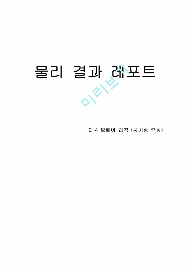 [물리학실험 레포트 보고서] 암페어 법칙 (자기장 측정) 결과 레포트.hwp